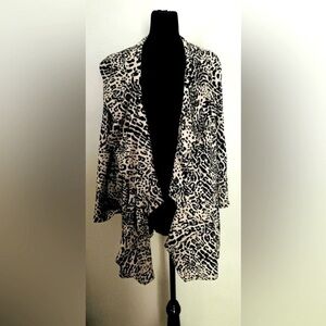 Calvin Klein Leopard Print Knit Ruffle Open Jacket size 14W